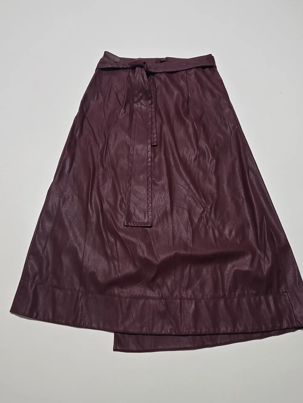 Toccin Burgundy Faux Leather Wrap Skirt Size M